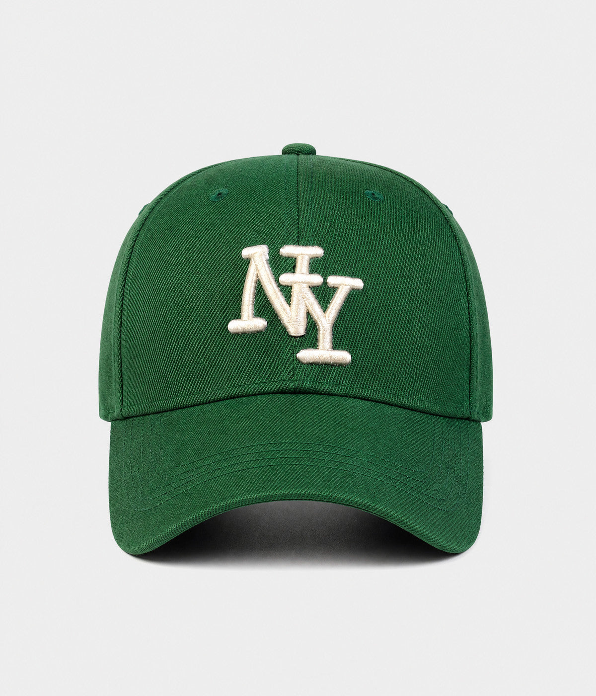 NY MONOGRAM. structured cotton cap in GREEN, front view