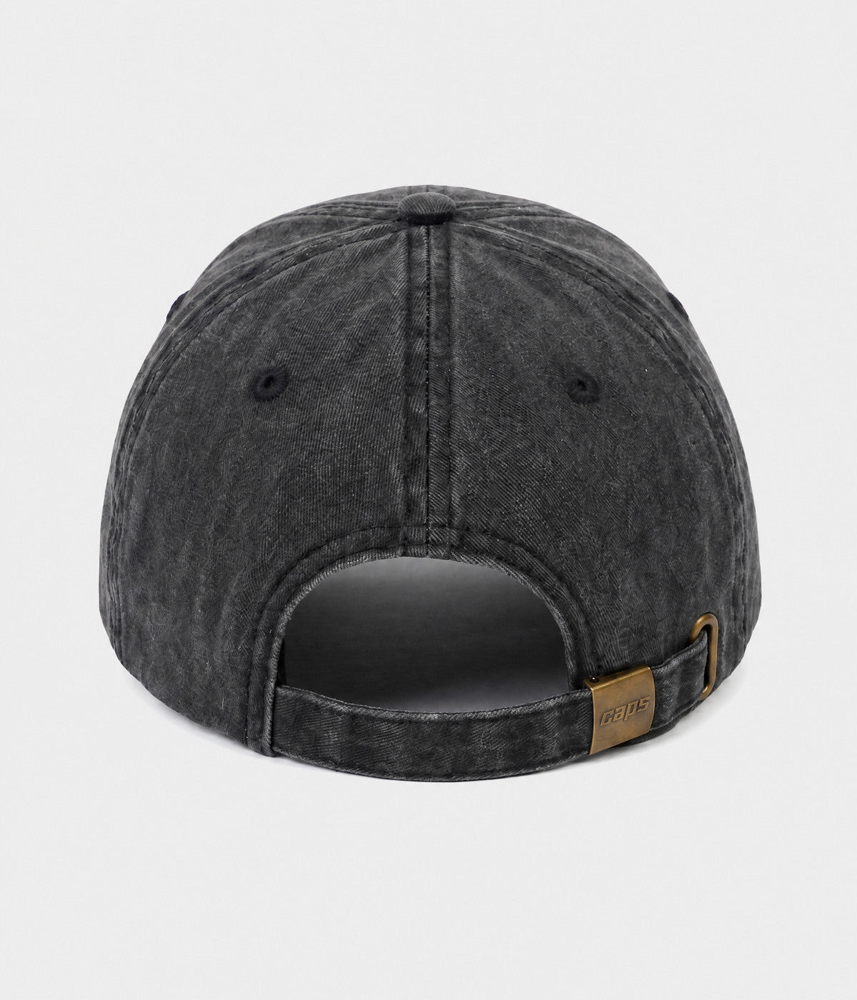 WASHED WIFE. washed cotton dad cap in BLACK, back view