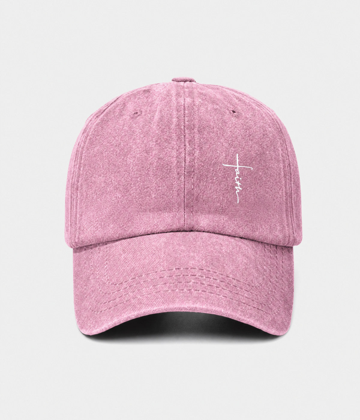 FAITH CROSS. washed cotton cap in PINK, front view