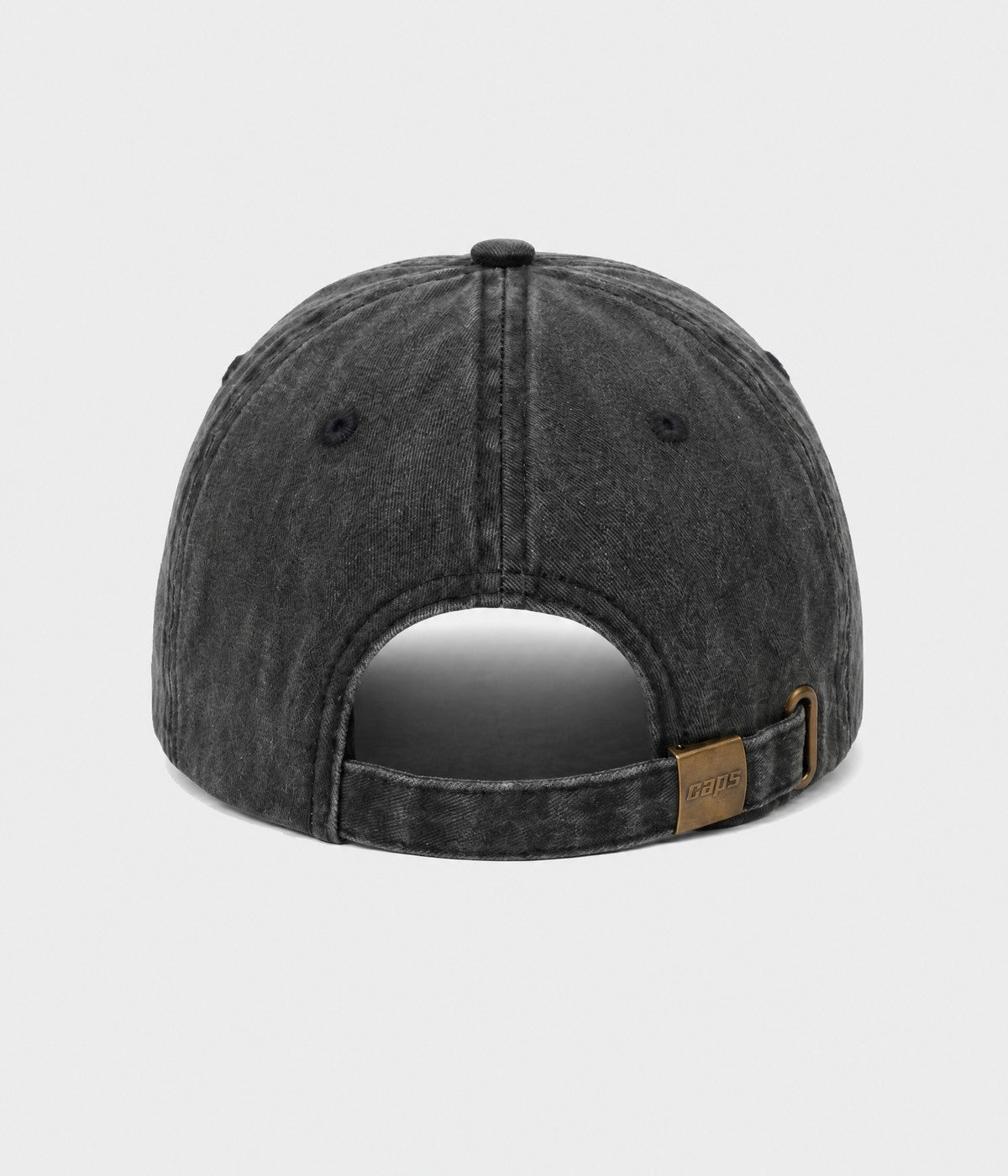 WASHED SINGLE. washed cotton dad cap in BLACK, back view