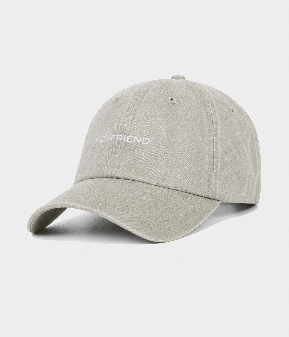WASHED BOYFRIEND. washed cotton dad cap in GRAYISH SHEEN, side view