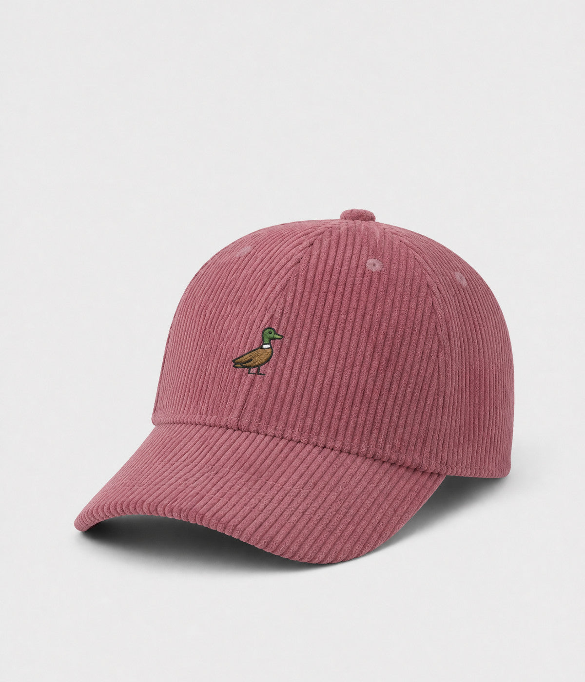CORDUROY DUCK. cotton corduroy cap in DARK PINK, side view