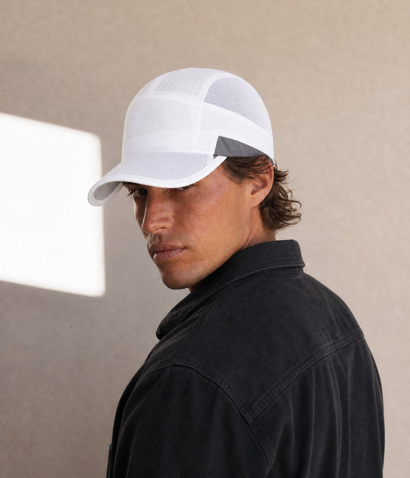 RUNNER CAP. — WHITE worn