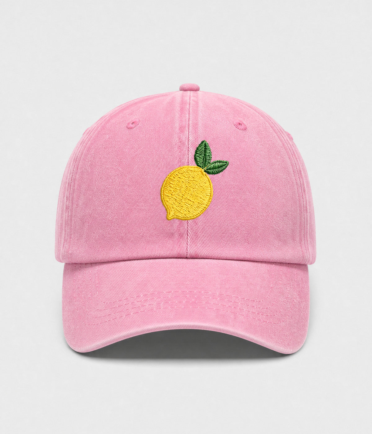 LEMON. washed cotton cap in PINK, front view