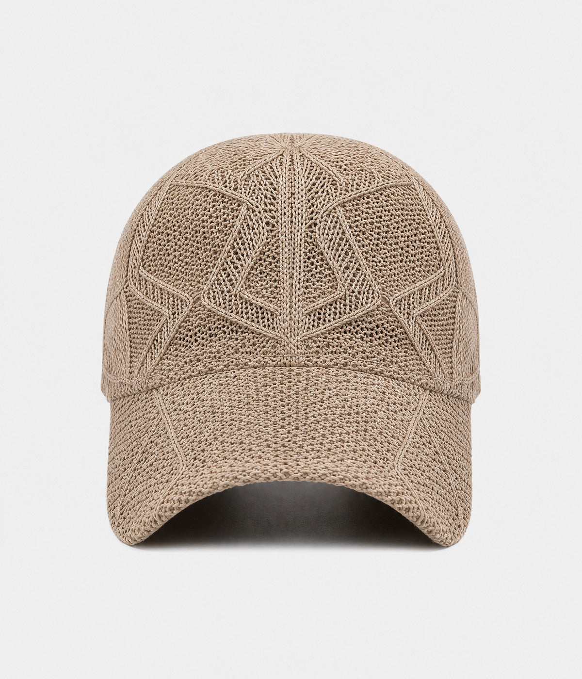 OPEN KNIT. open-knit lattice cap in brown, front view