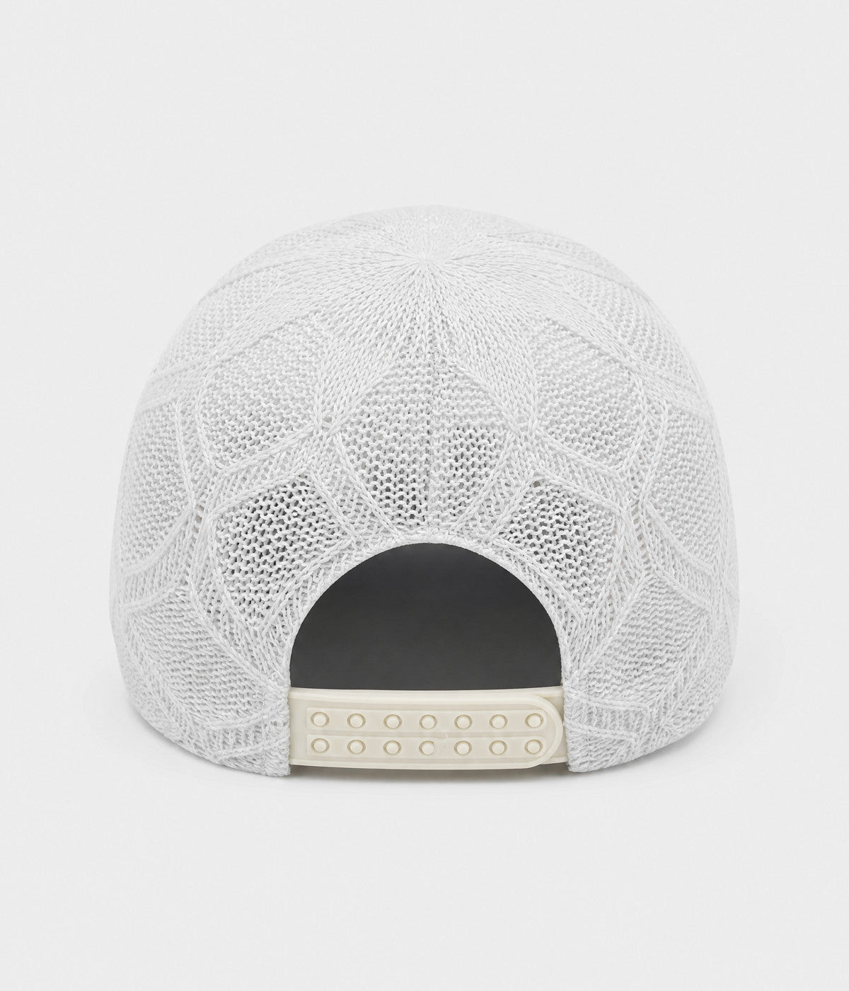 OPEN KNIT. open-knit lattice cap in white, back view