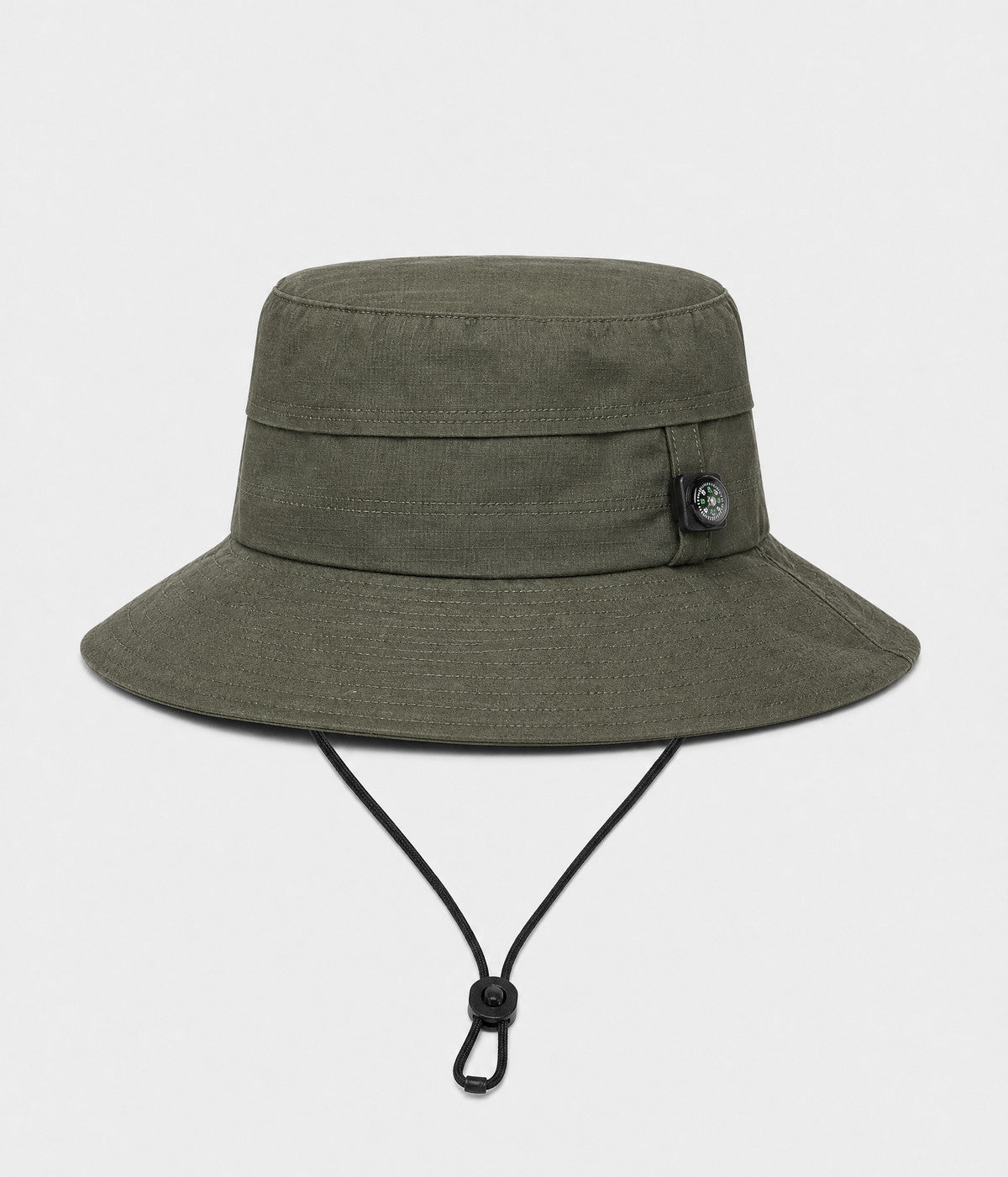 COMPASS BOONIE. quick-dry boonie sun hat with button compass in green, front view