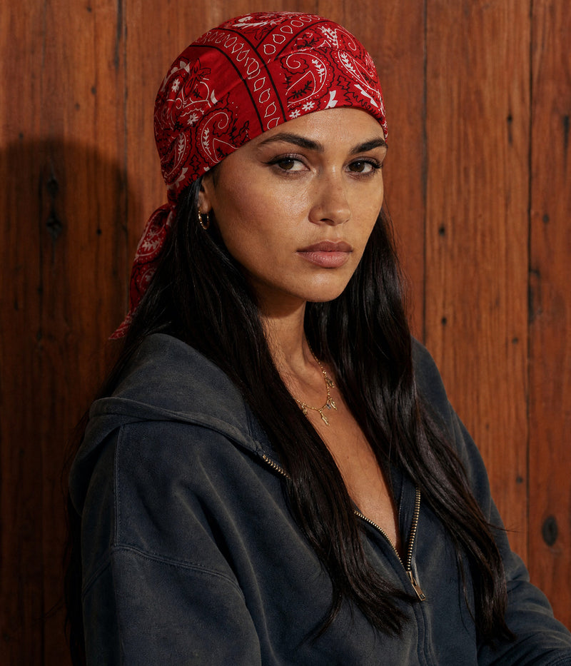 BANDANA CAP. — RED worn