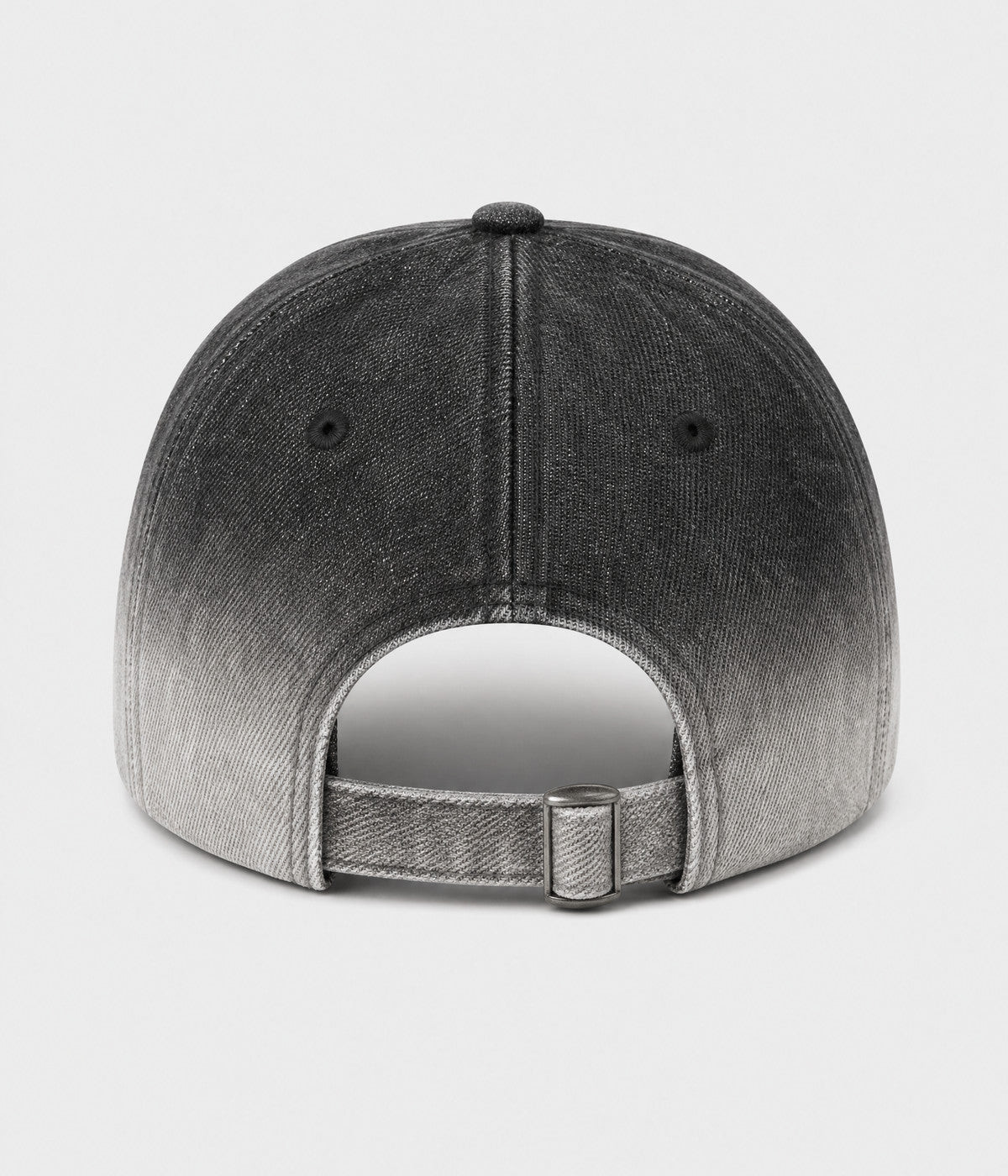 DENIM FADE. washed cotton cap in black, back view