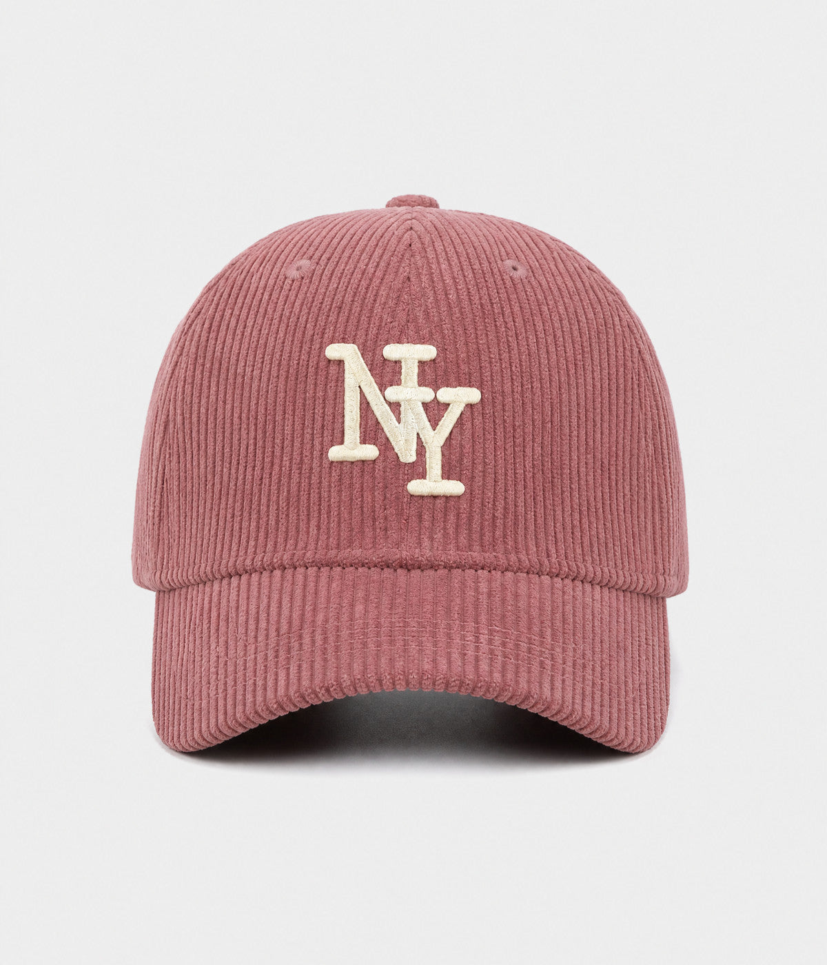 NY CORDUROY. corduroy cap in DUSTY PINK, front view
