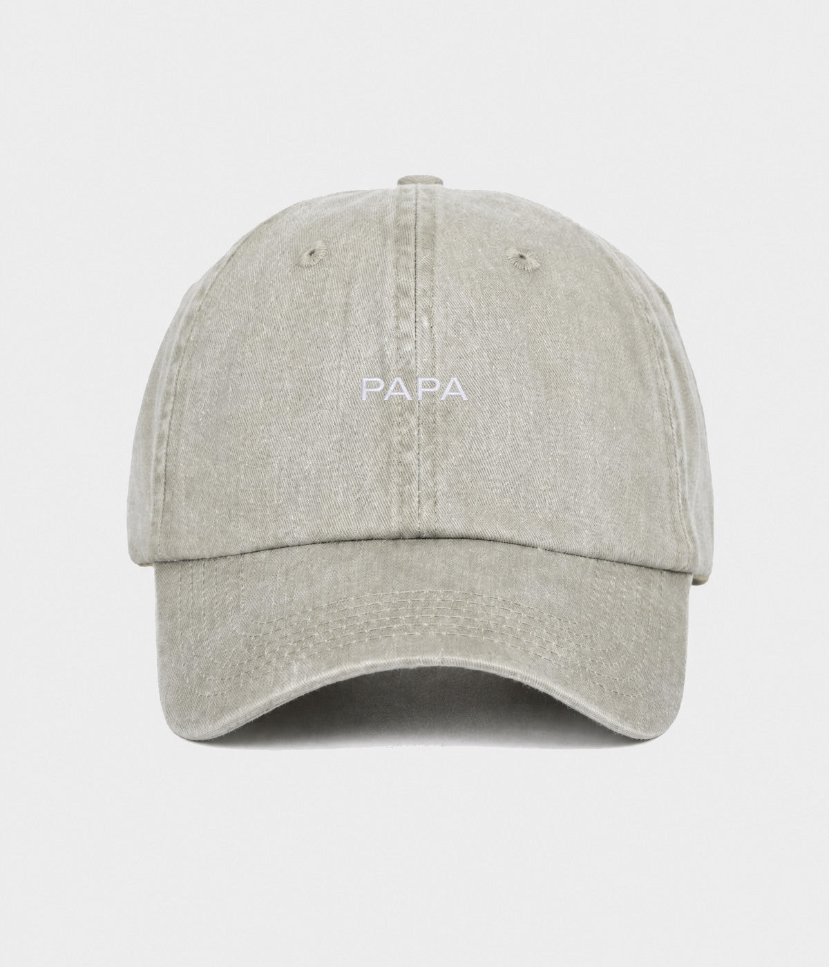 WASHED PAPA. washed cotton dad cap in GRAYISH SHEEN, front view