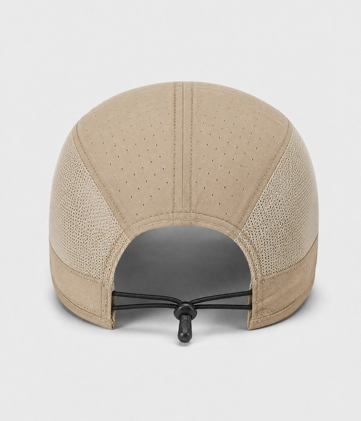 RUNNER CAP. perforated quick-dry running cap in khaki, back view