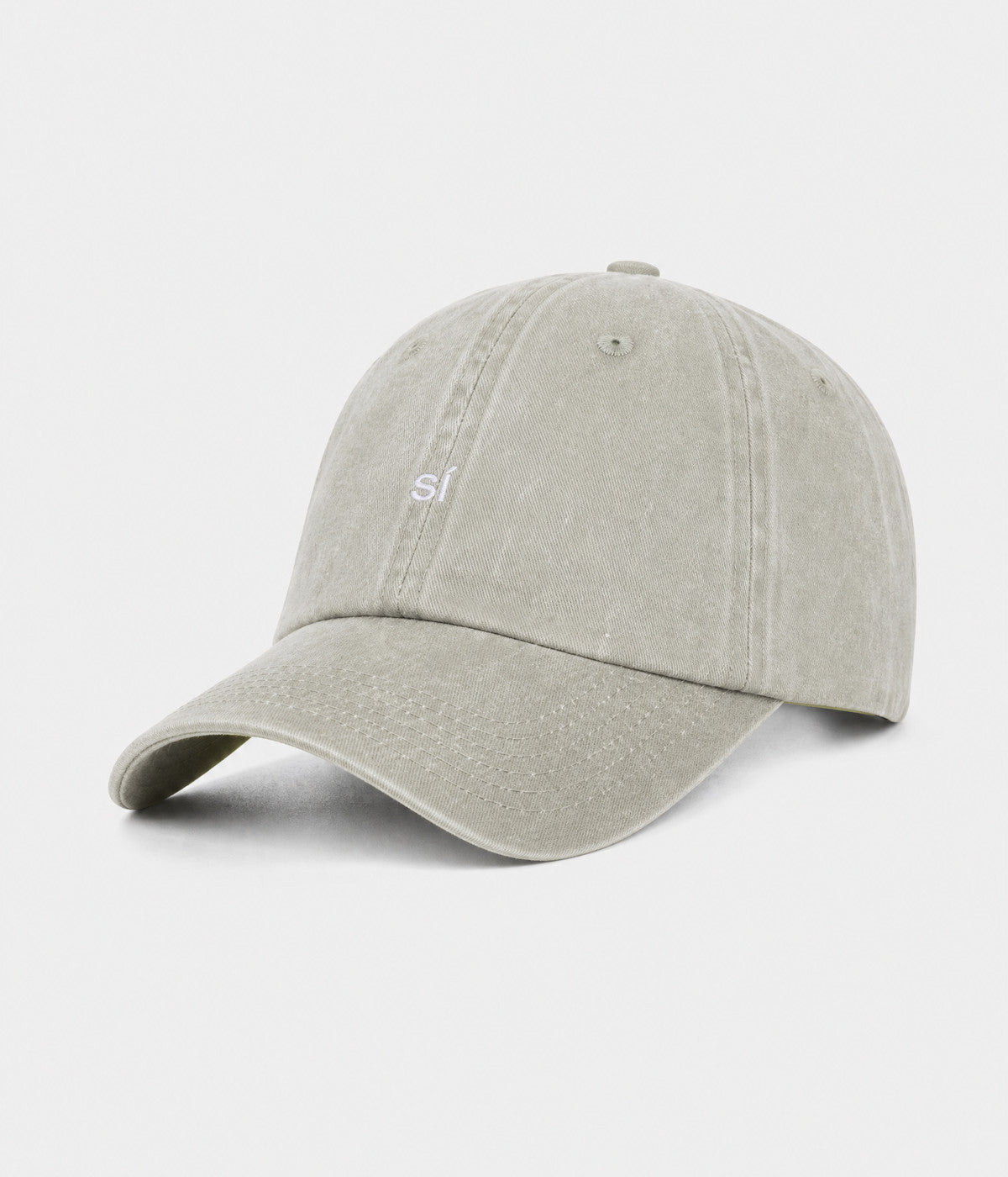 WASHED SÍ. washed cotton dad cap in GRAYISH SHEEN, side view