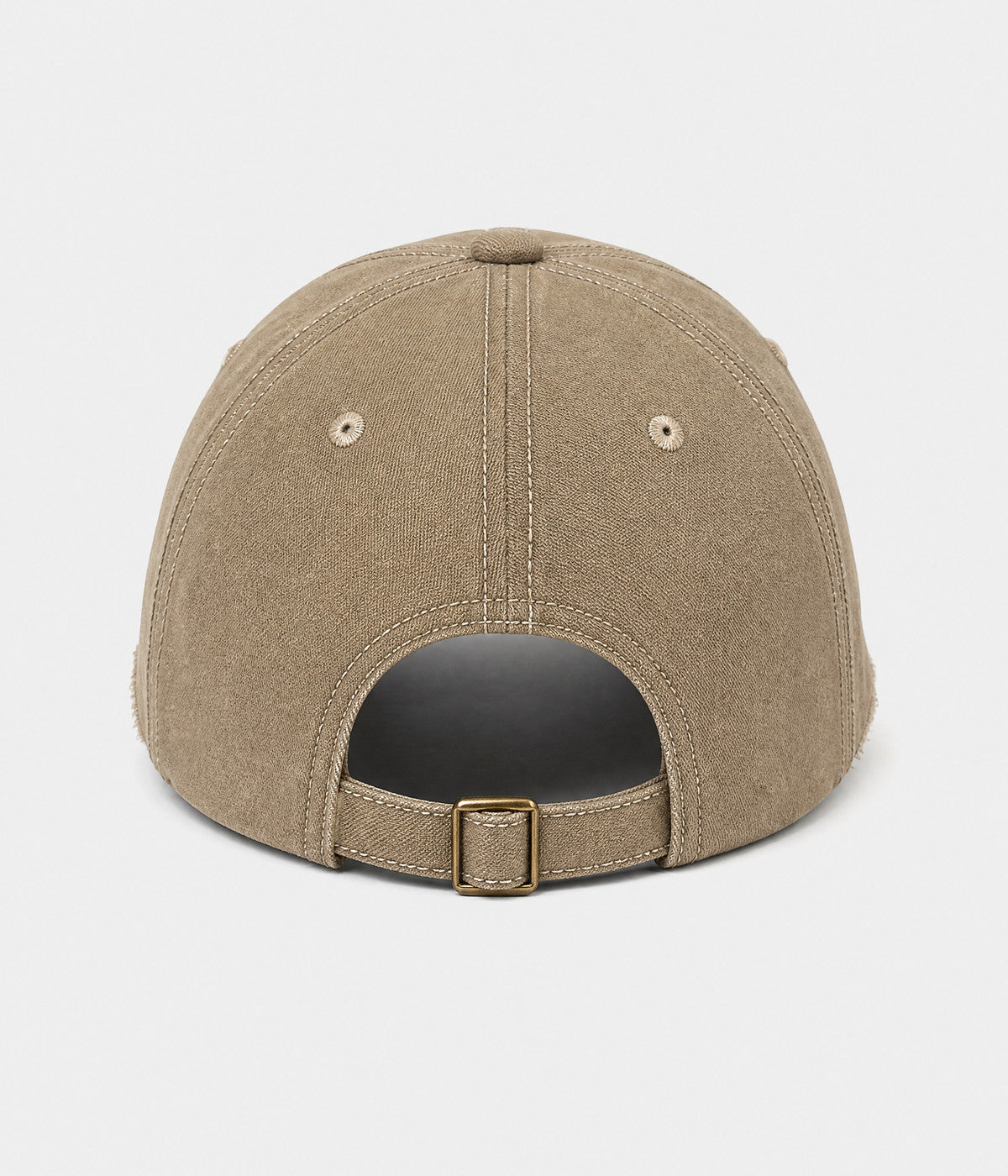 DENIM PLAID. washed denim cap in khaki, back view