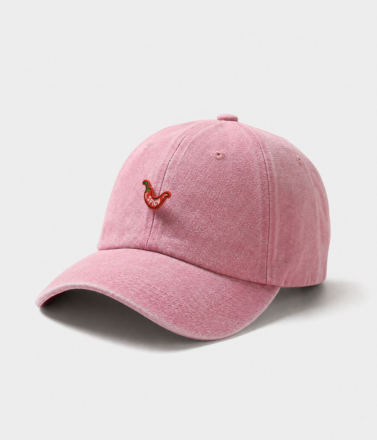 SPICY. washed cotton dad cap in PINK, side view