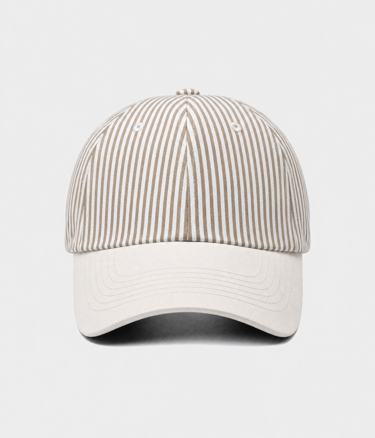 CANDY STRIPE. striped unstructured cap in KHAKI, front view