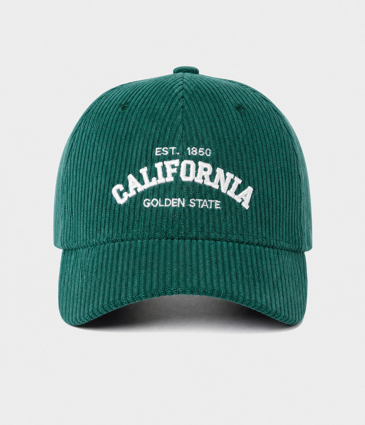 CALIFORNIA CORDUROY. corduroy cap in GREEN, front view