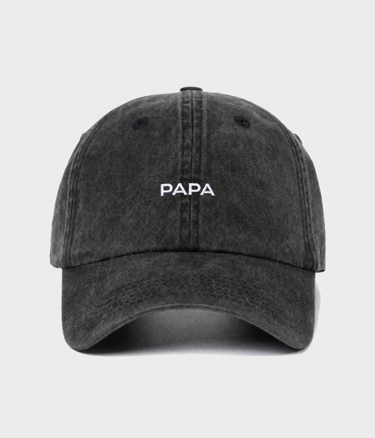 WASHED PAPA. washed cotton dad cap in BLACK, front view