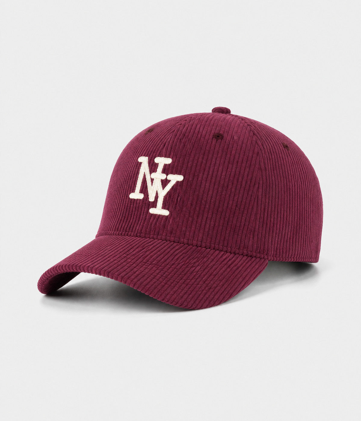NY CORDUROY. corduroy cap in BURGUNDY, side view