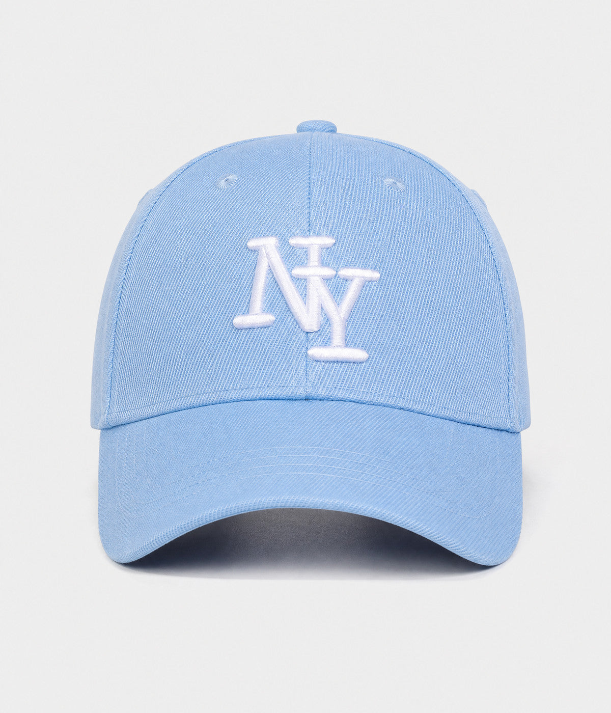 NY MONOGRAM. structured cotton cap in SKY BLUE, front view