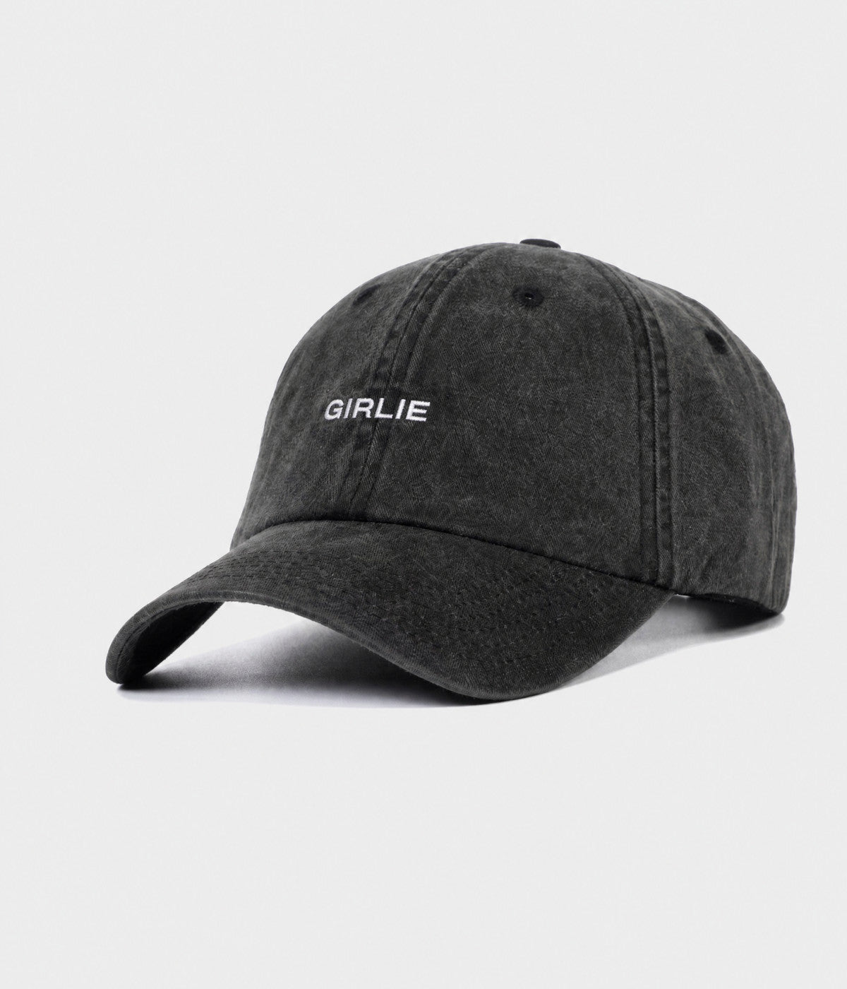 WASHED GIRLIE. washed cotton dad cap in BLACK, side view