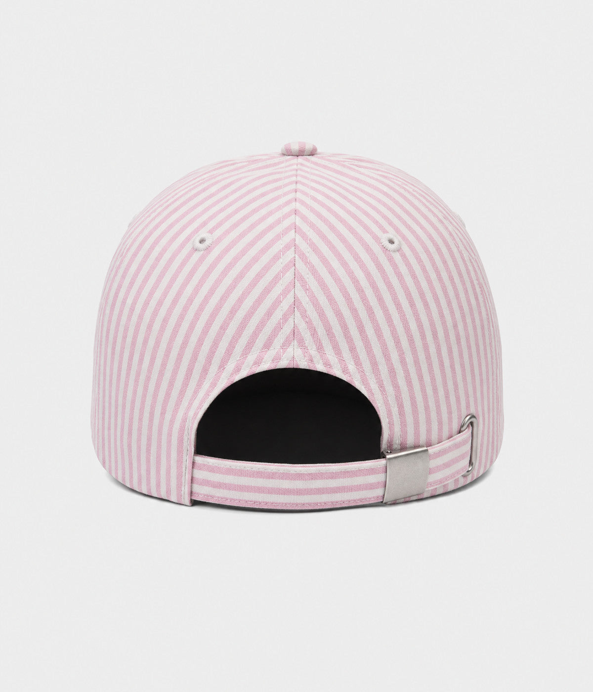 CANDY STRIPE. striped unstructured cap in PINK, back view