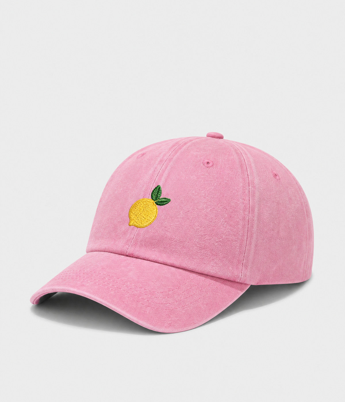LEMON. washed cotton cap in PINK, side view