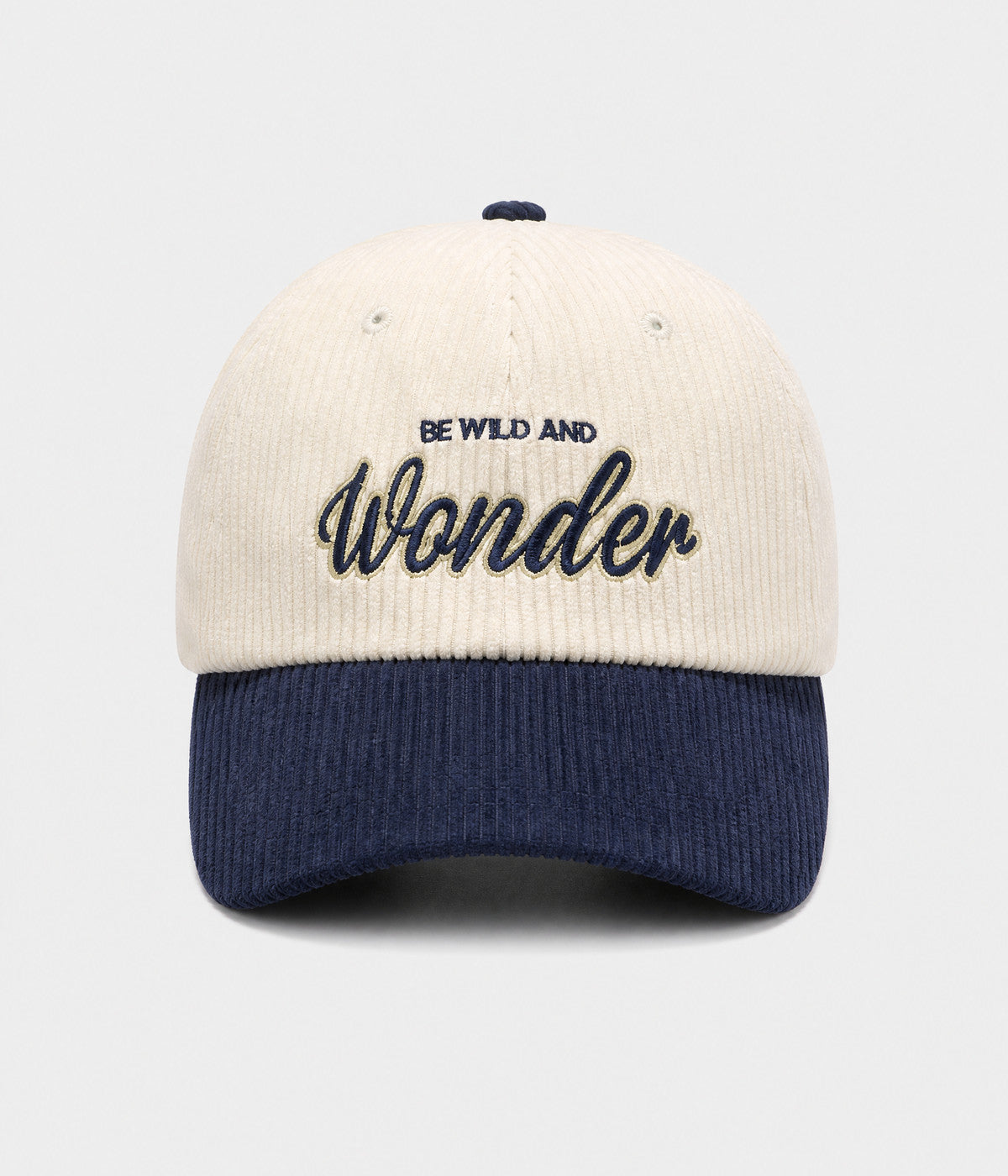 WONDER. corduroy cap in NAVY, front view