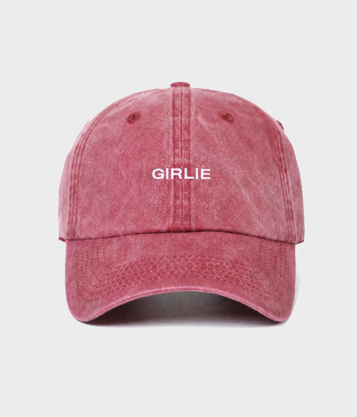 WASHED GIRLIE. washed cotton dad cap in RED, front view