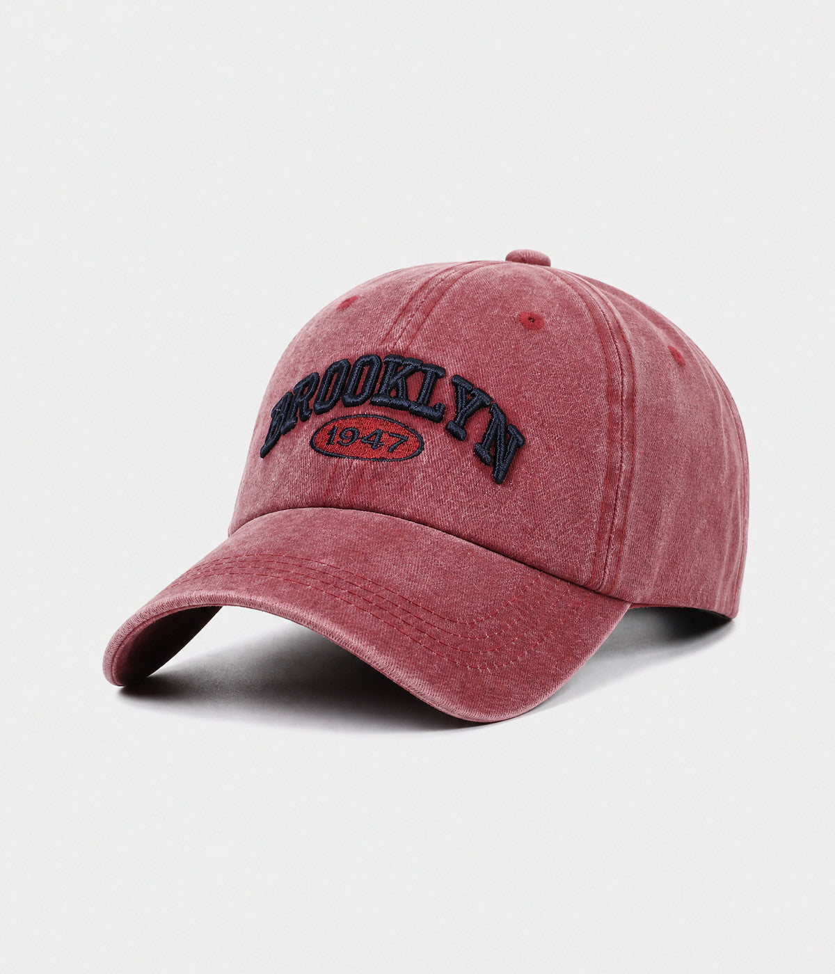 BROOKLYN 1947. washed cotton cap in RED, side view
