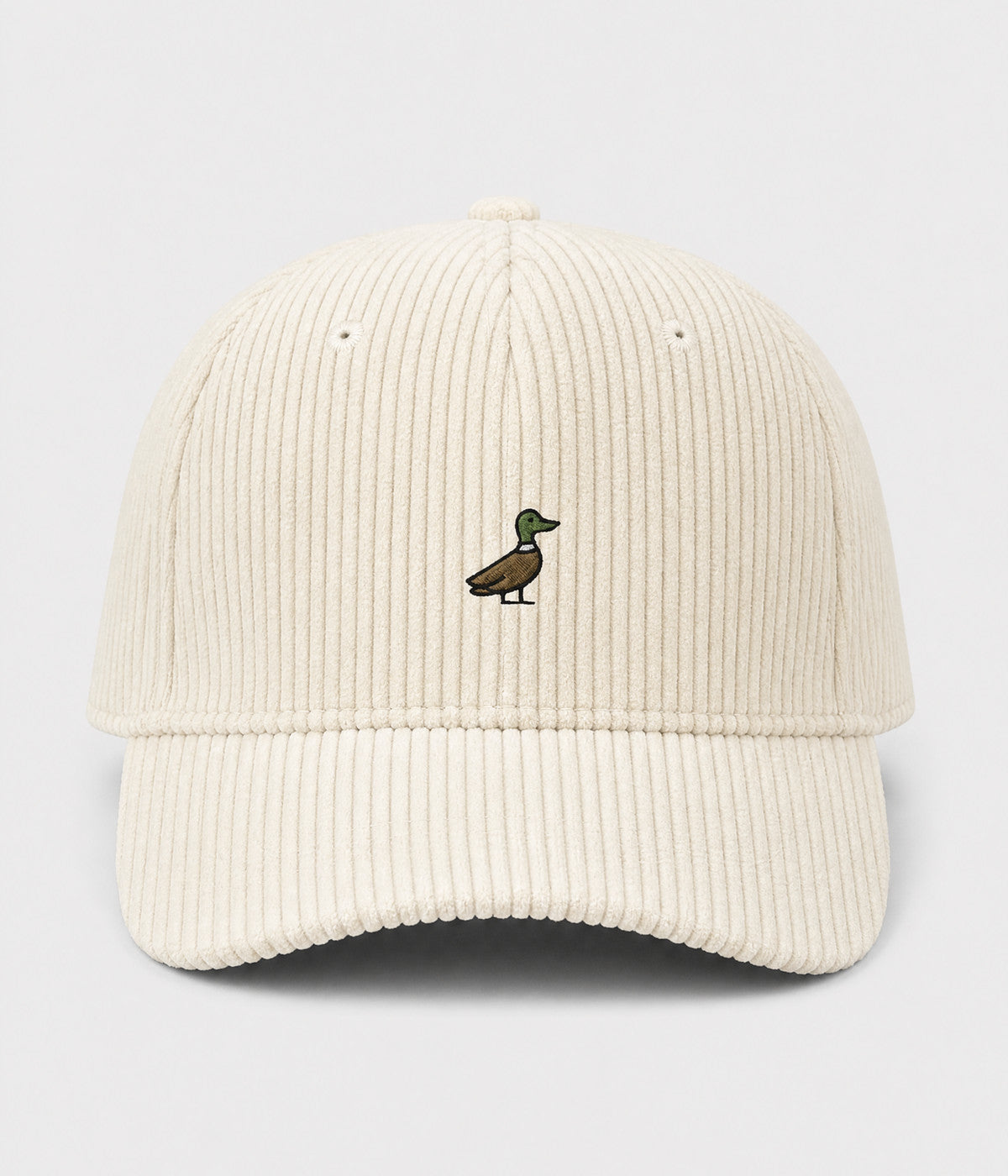 CORDUROY DUCK. cotton corduroy cap in CREAM, front view
