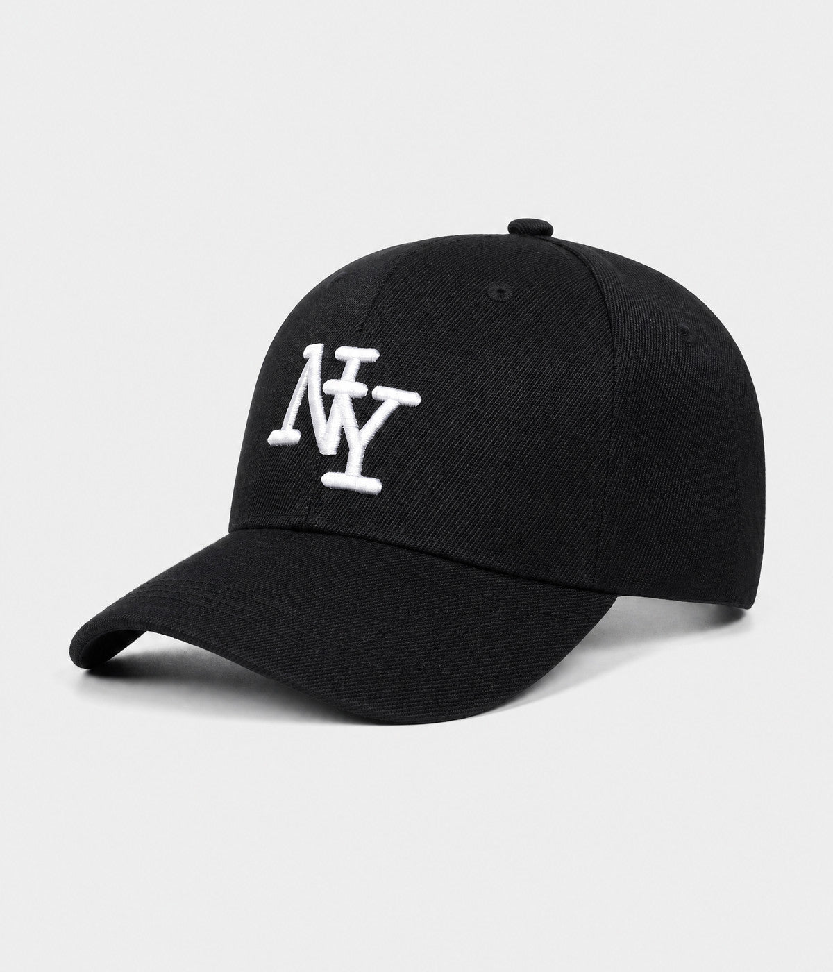 NY MONOGRAM. structured cotton cap in BLACK, side view