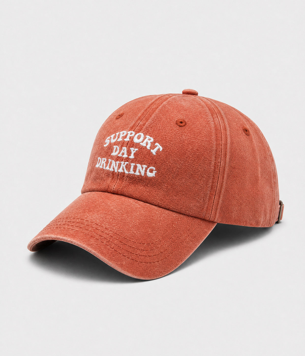SUPPORT DAY DRINKING. washed cotton cap in ORANGE, side view