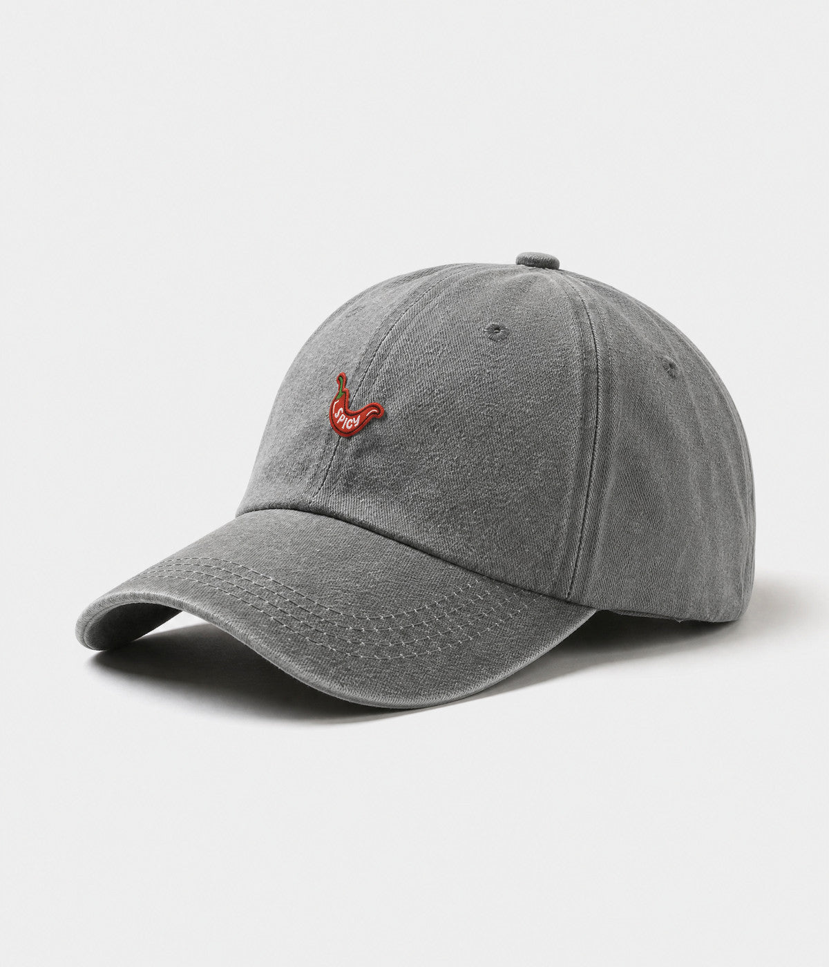 SPICY. washed cotton dad cap in GRAY, side view