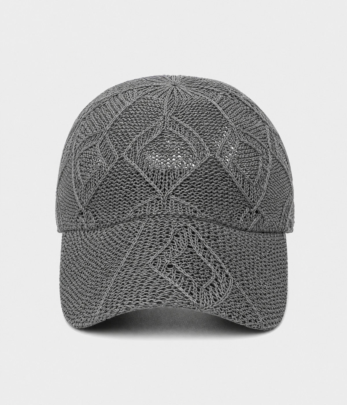 OPEN KNIT. open-knit lattice cap in grey, front view