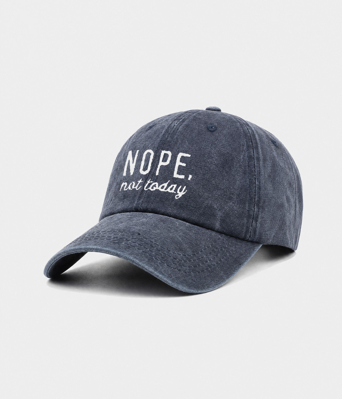 NOPE, NOT TODAY. washed cotton cap in NAVY, side view