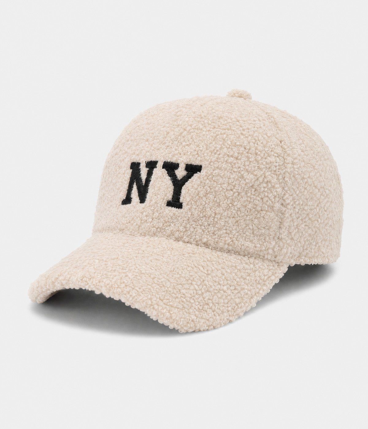 NY TEDDY. teddy plush cap in BEIGE, side view