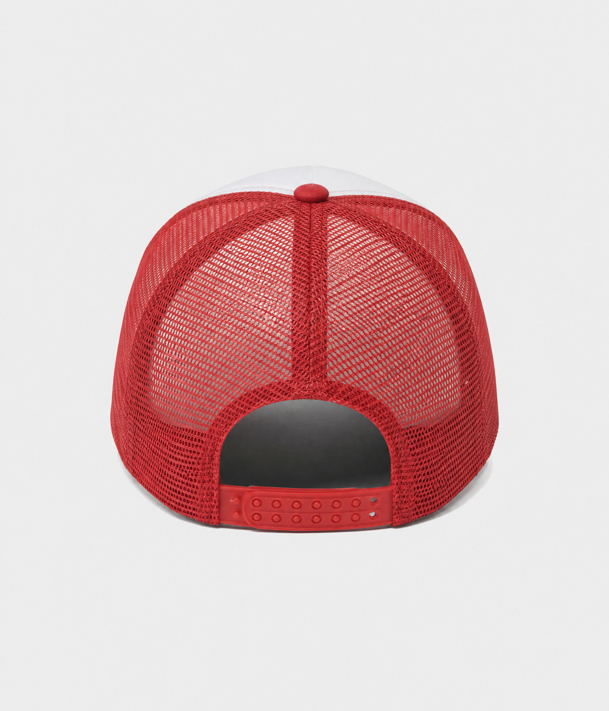 STAR TRUCKER. cotton-polyester trucker cap in red, back view
