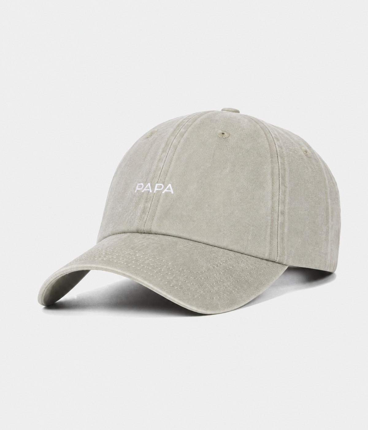 WASHED PAPA. washed cotton dad cap in GRAYISH SHEEN, side view