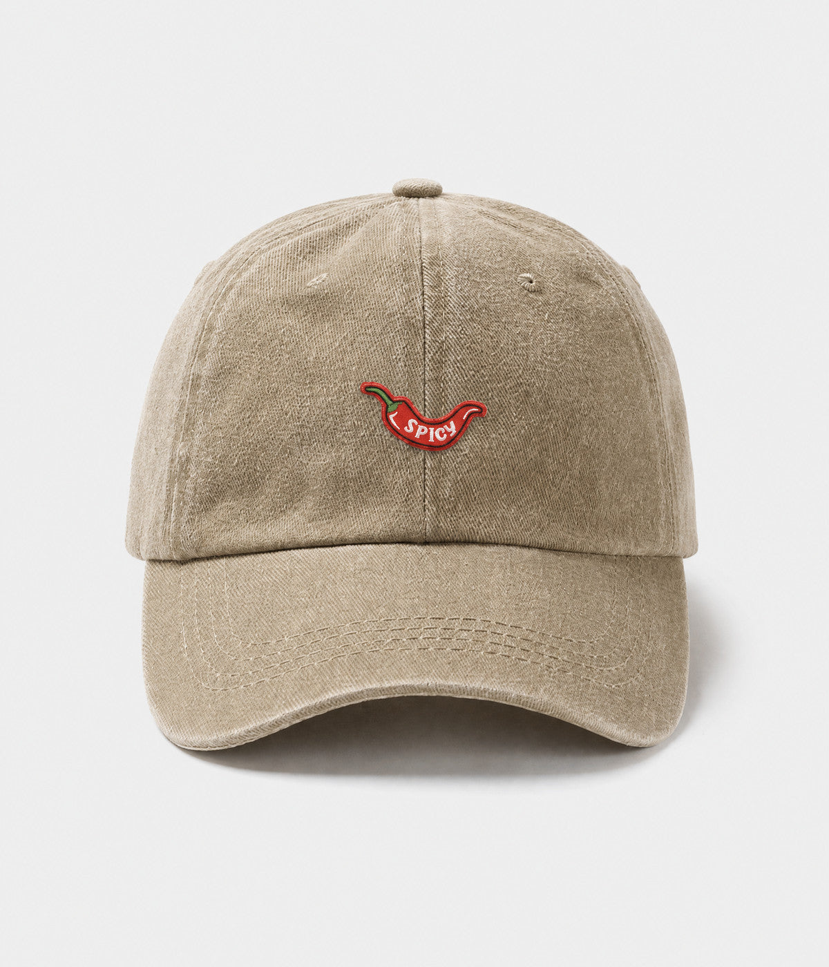 SPICY. washed cotton dad cap in KHAKI, front view