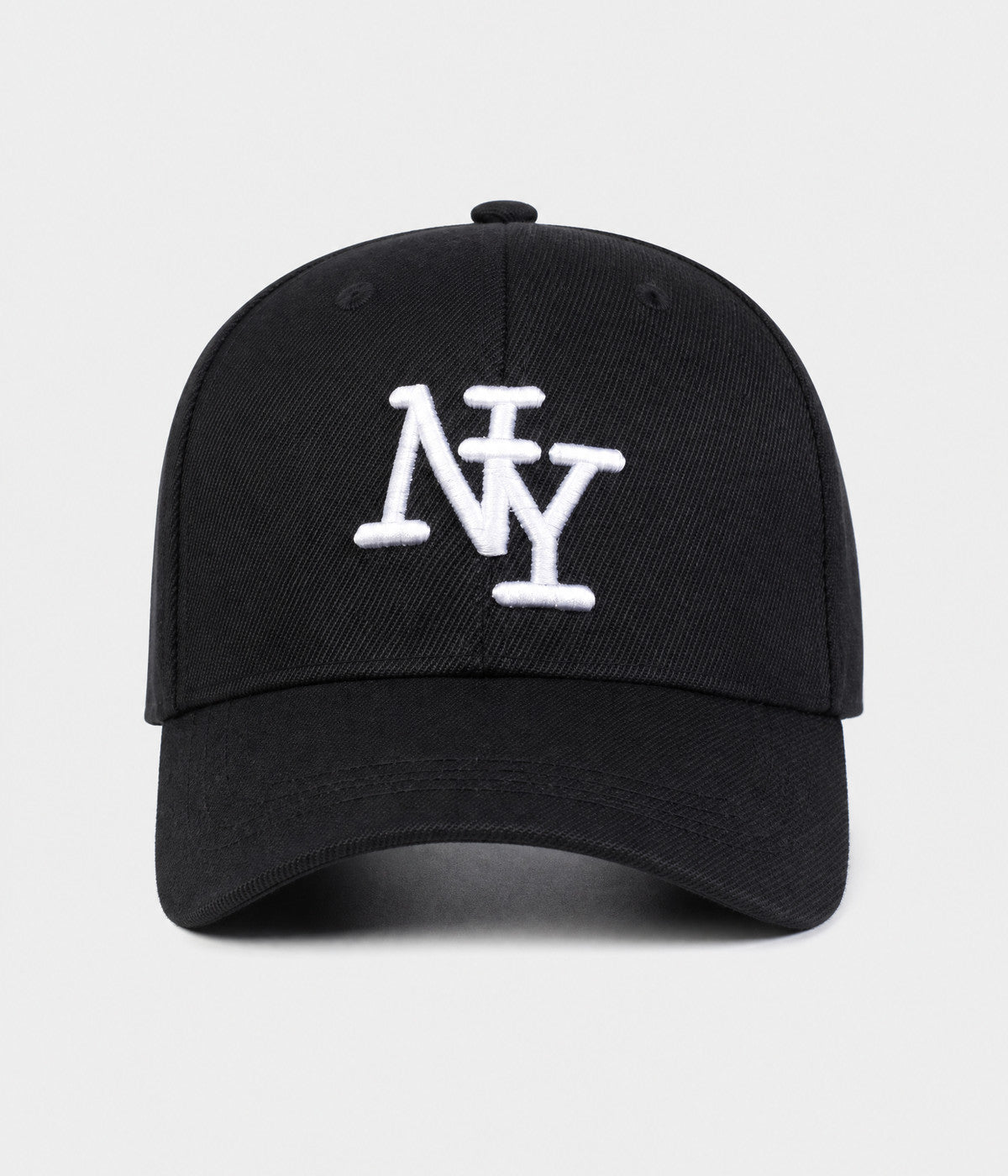 NY MONOGRAM. structured cotton cap in BLACK, front view