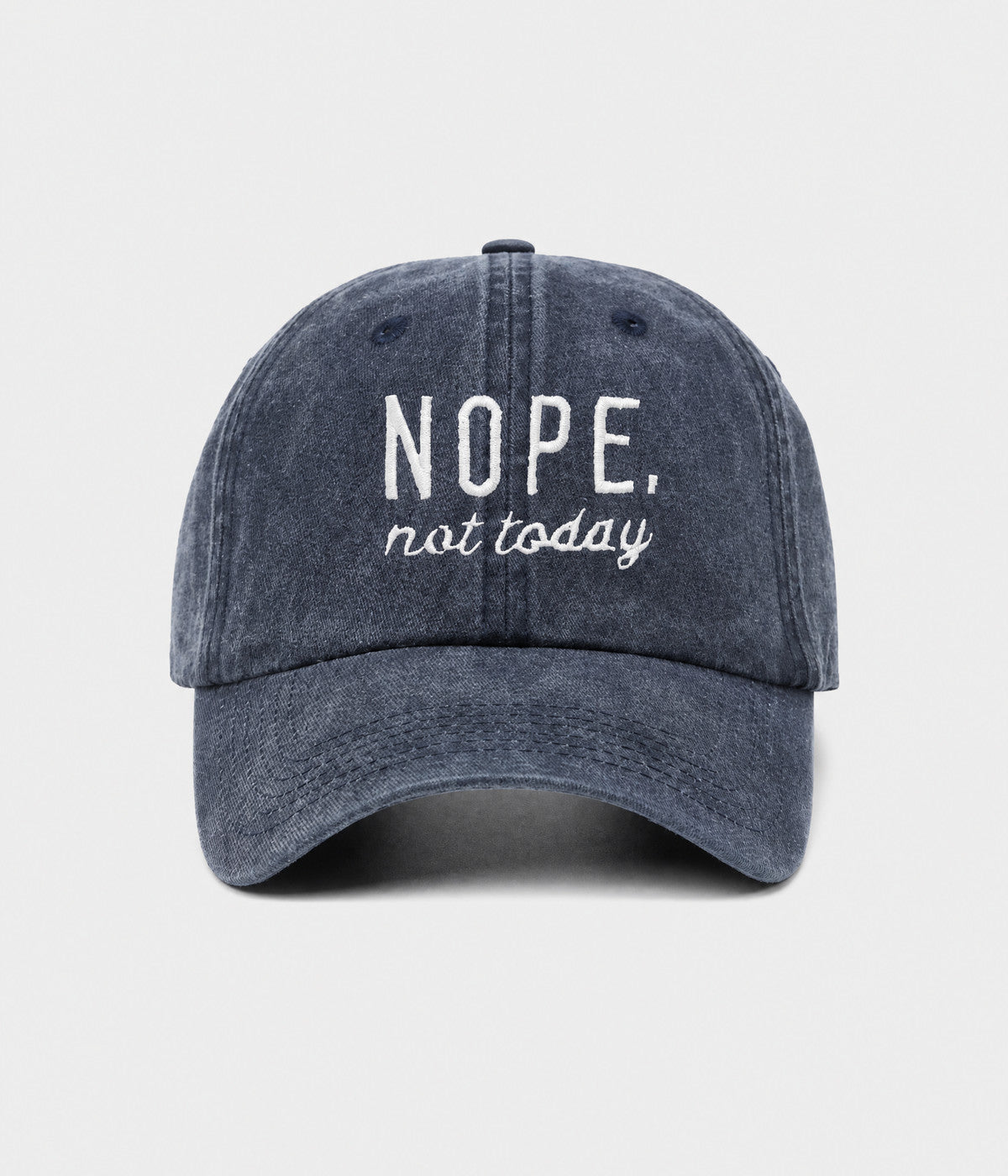 NOPE, NOT TODAY. washed cotton cap in NAVY, front view