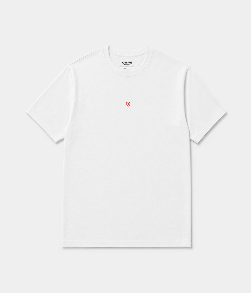 DRAWN HEART TEE.-CAPS