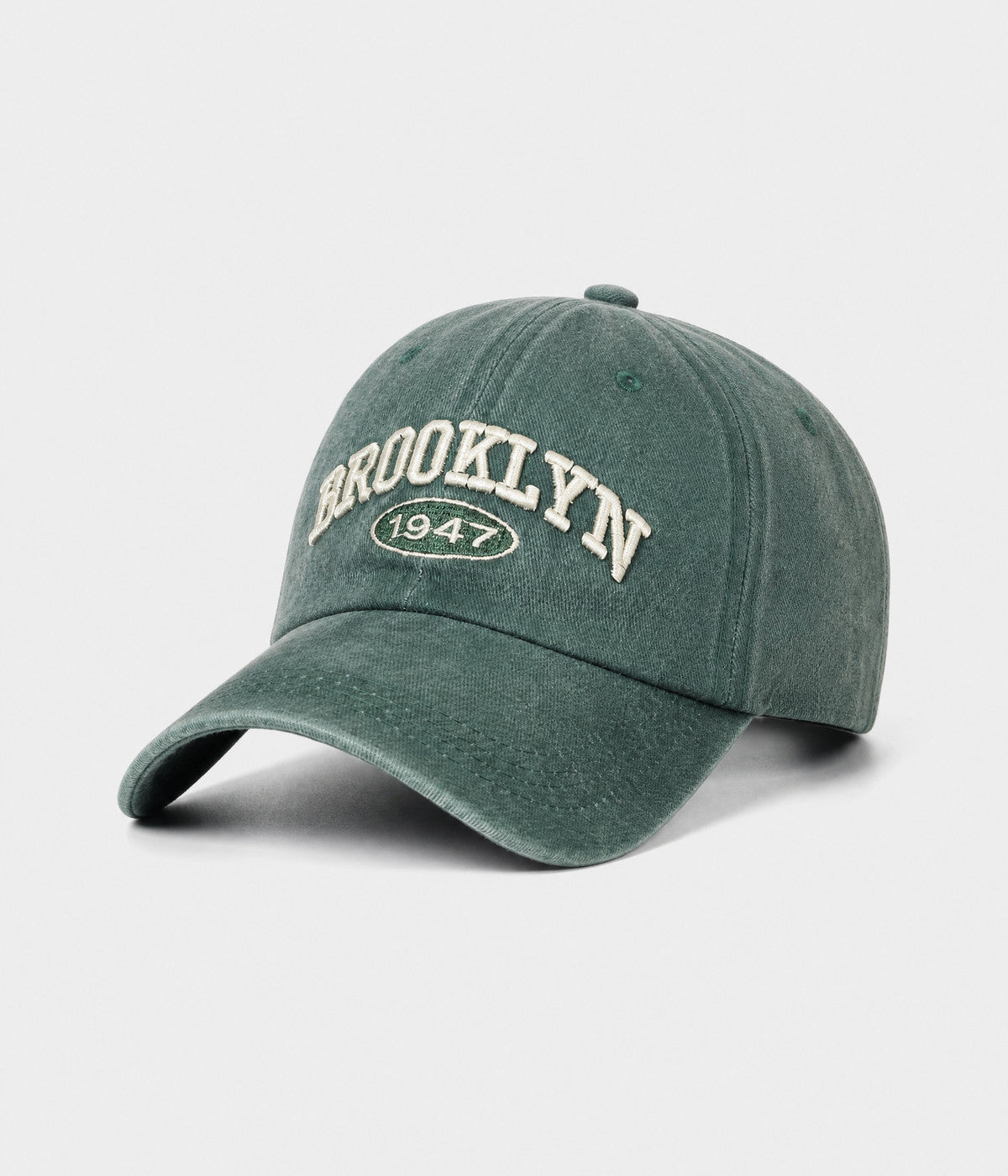 BROOKLYN 1947. washed cotton cap in GREEN, side view
