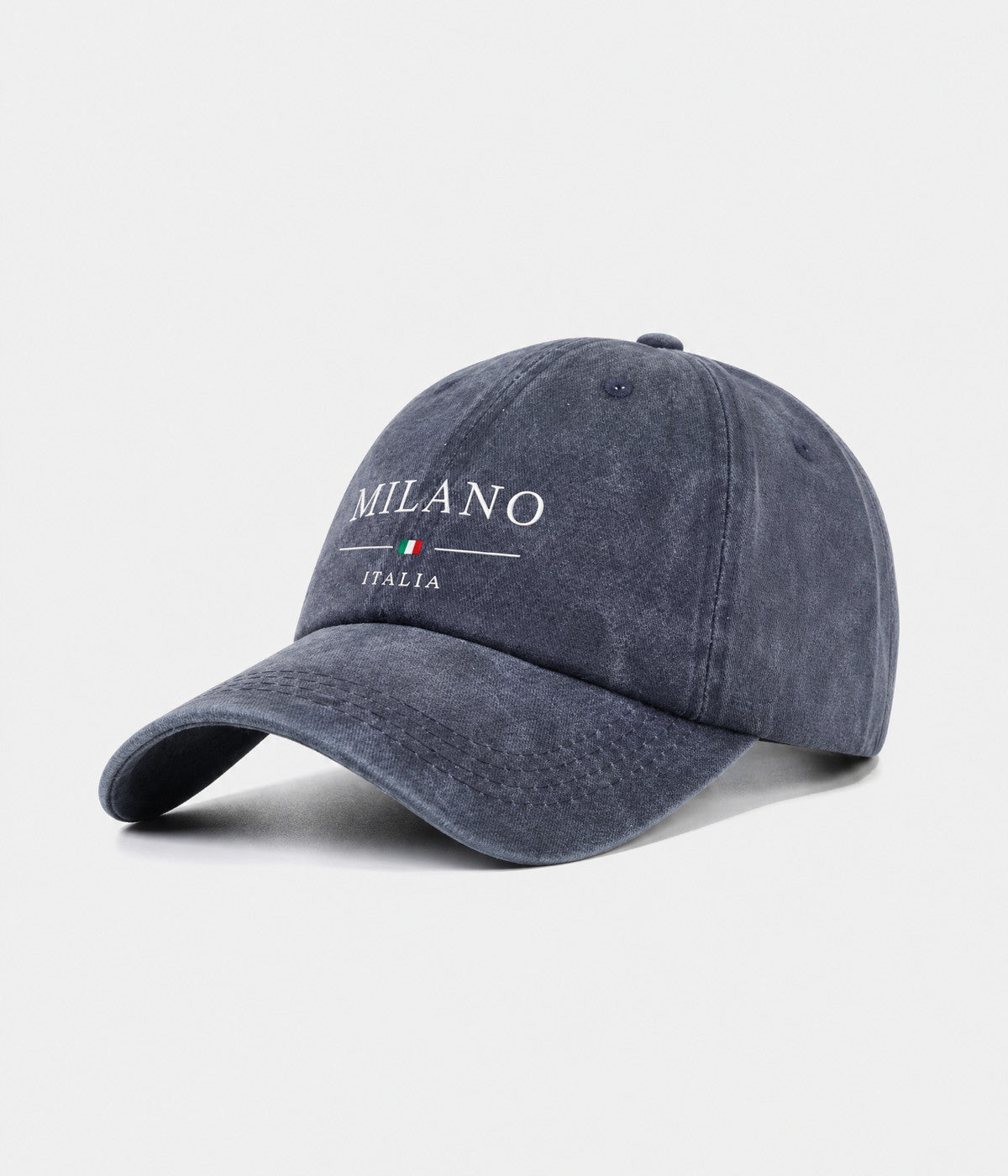MILANO. washed cotton dad cap in NAVY, side view
