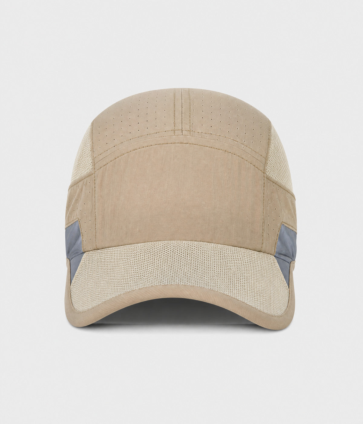 RUNNER CAP. perforated quick-dry running cap in khaki, front view