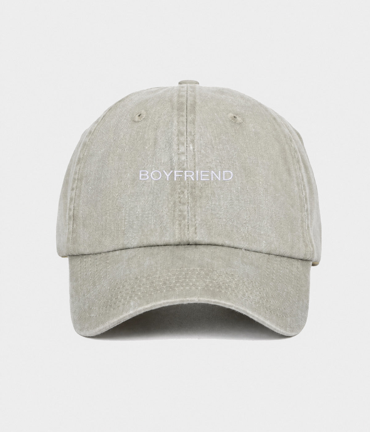 WASHED BOYFRIEND. washed cotton dad cap in GRAYISH SHEEN, front view