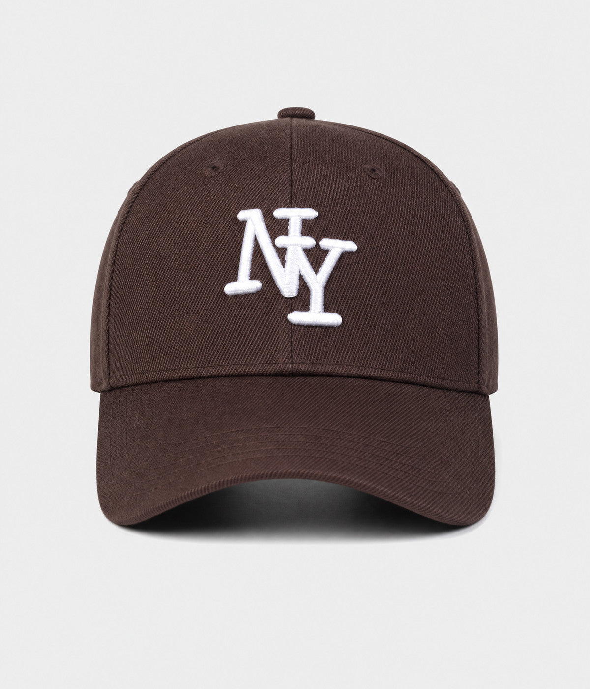 NY MONOGRAM. structured cotton cap in COFFEE, front view