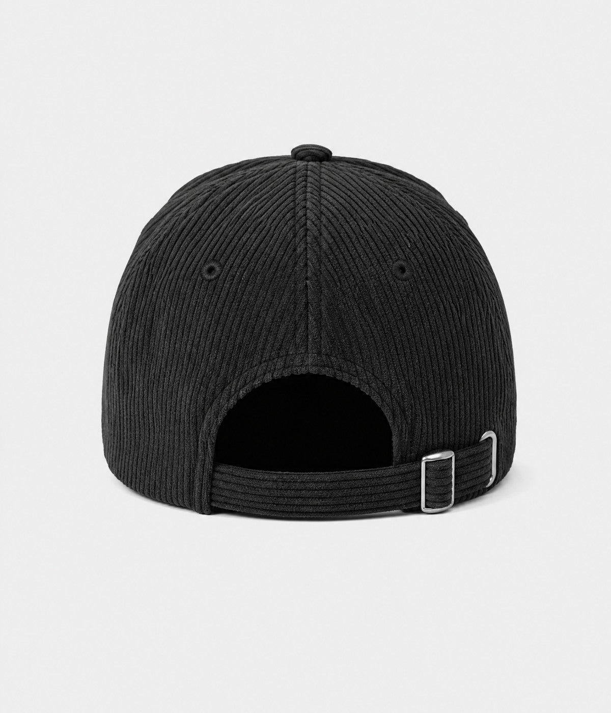 CALIFORNIA CORDUROY. corduroy cap in BLACK, back view