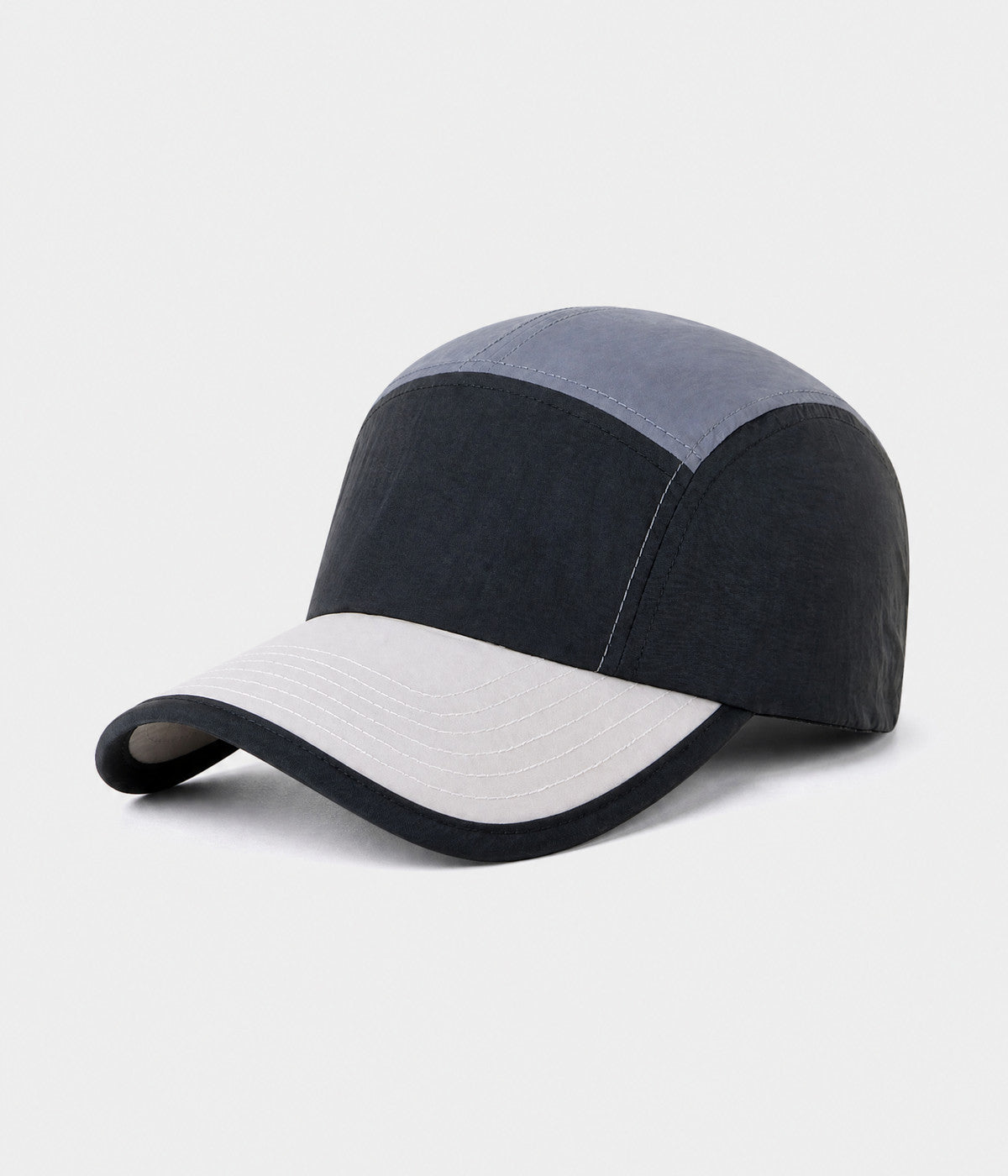 PATCHWORK CAMP. quick-dry patchwork cap in BLACK, side view
